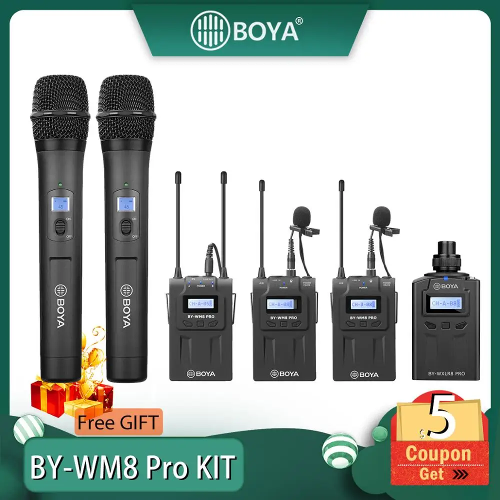 BOYA BY-WM8 Pro K1/K2 Mic Condenser Wireless Microphone System Audio Video Recorder Receiver for Canon Nikon Sony Camera | Электроника