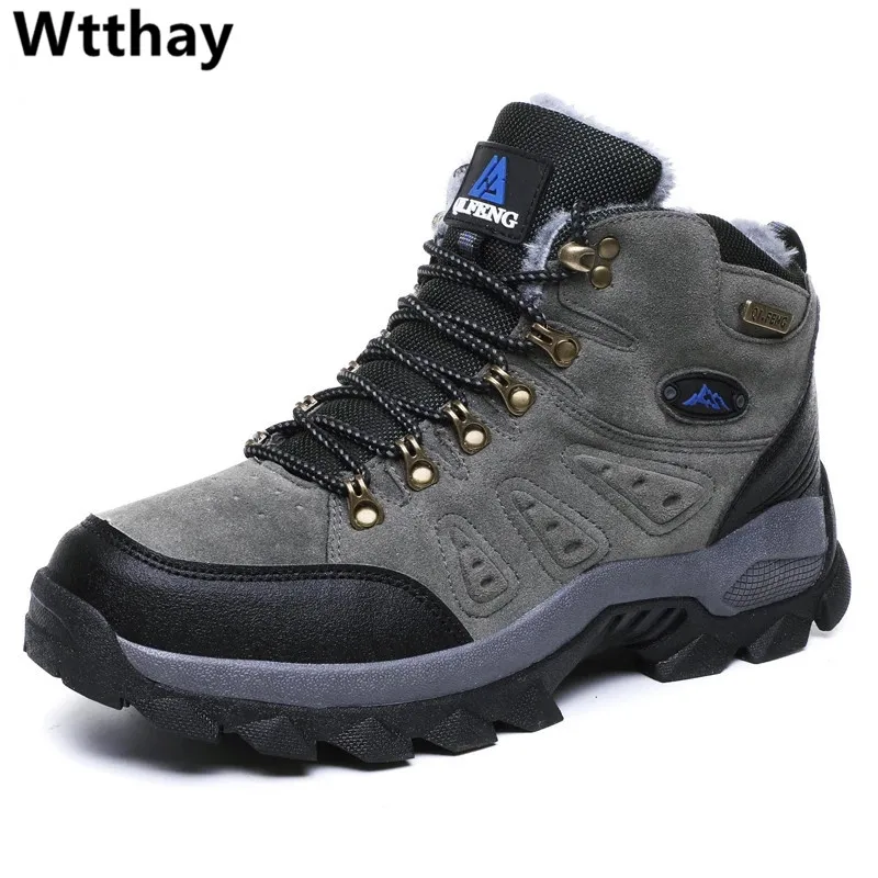 

Brand Men Winter Snow Boots Waterproof Leather Sneakers Super Warm Men's Boots Outdoor Unisex Hiking Boots Work Shoes Size 36-48