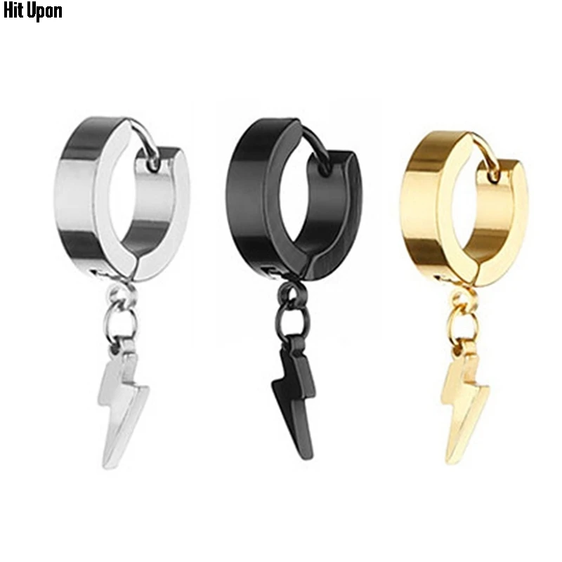 

Мужские и женские серьги-подвески с молнией из титановой стали