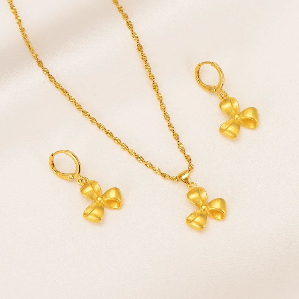 

Gold African Dubai indian Waterdrop pendant necklace earrings Bridal jewelry sets for Women girl Wedding Party Jewelry Set gifts