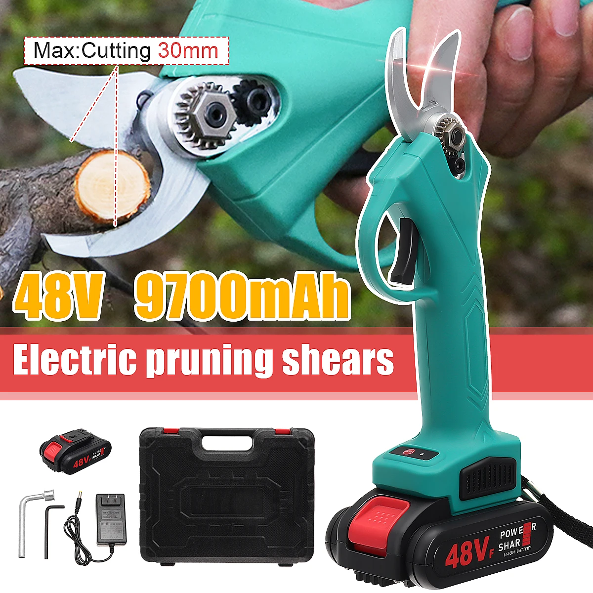 

48V Cordless Pruner Electric Pruning Shear with 9700mAh Lithium-ion Battery Efficient Fruit Tree Bonsai Pruning Branches Cutter