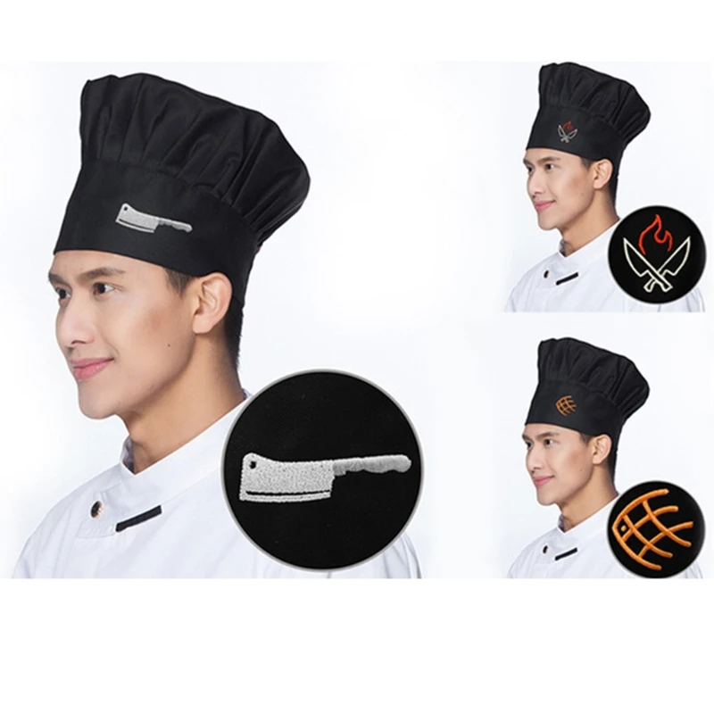 Gorro de cocina Unisex, gorro de Chef, camarero, uniforme, para hornear, barbacoa, parrilla, restaurante, trabajo-2