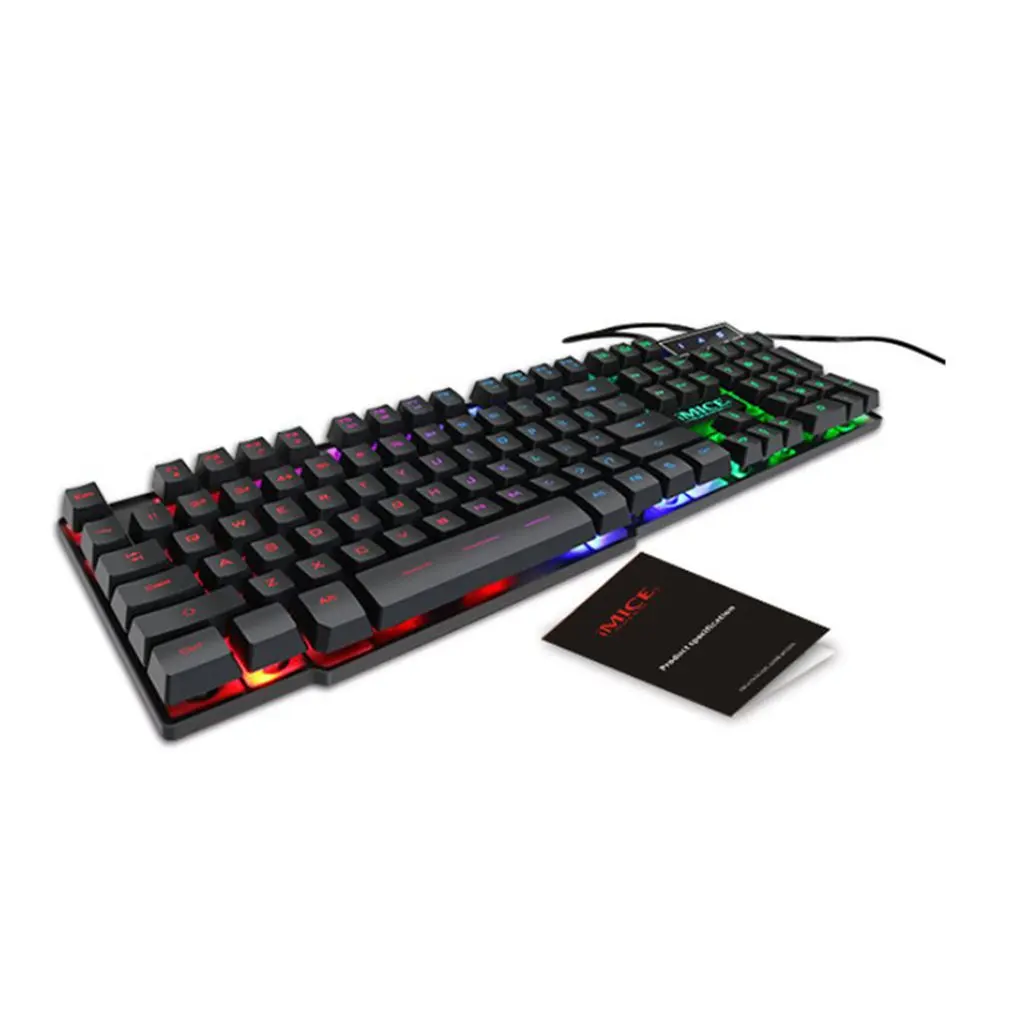 

AK-600 игровая клавиатура 104 колпачков клавиш RGB с подсветкой механическая клавиатура игровые клавиатуры с наклейкой RU для ПК ноутбука компьют...