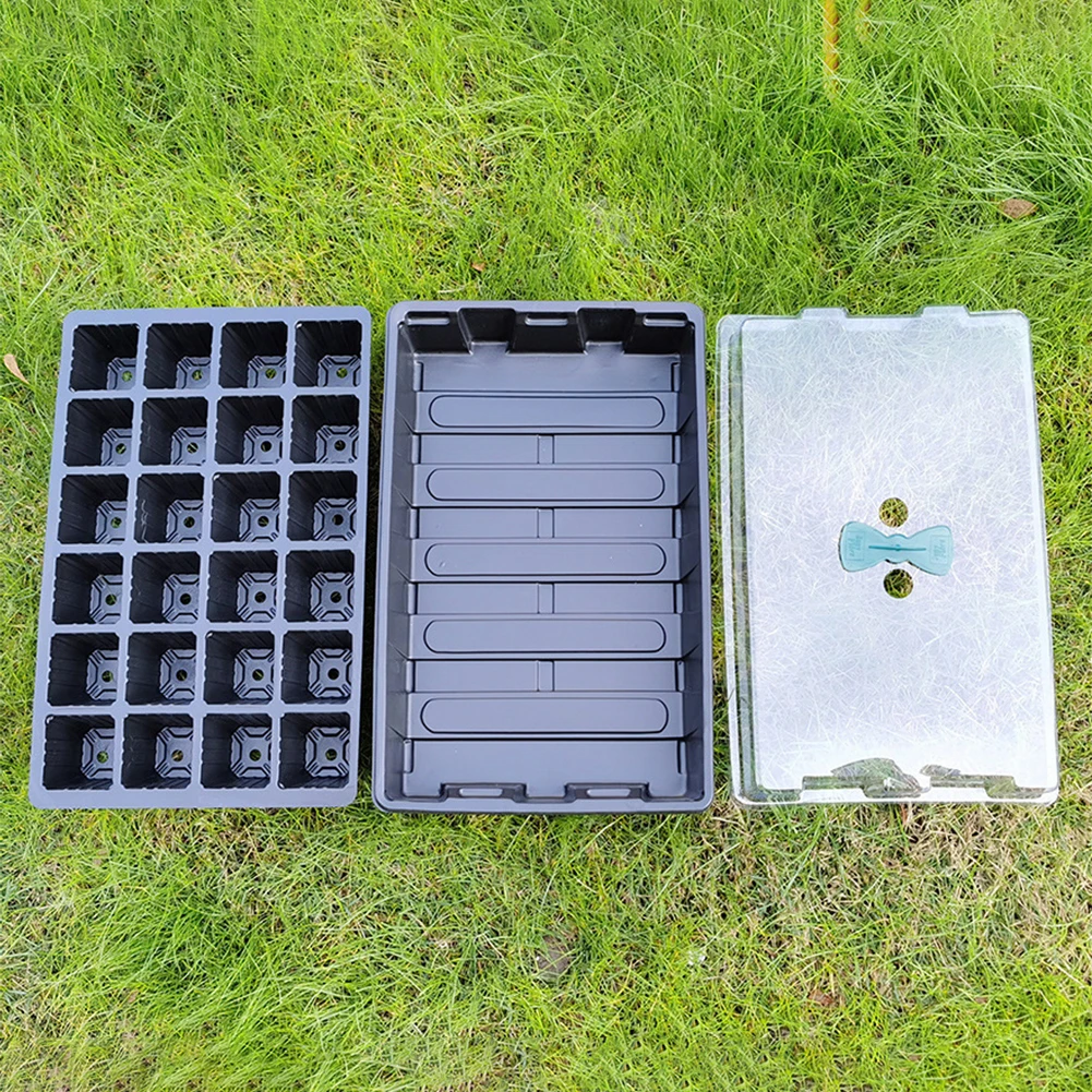 

1 Set 24 Cell Seeds Nursery Pots Planter Flower Pot With Lids Seedling Tray Plastic Hydroponic Plant Grow Box With Breather Hole
