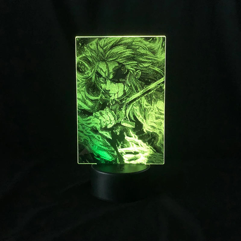

Сенсорная двухцветная лампа, рассекающая демонов, Rengoku Kyoujurou, японское аниме манга, Двухцветная светодиодная лампа, двухцветная 3D лампа для ...