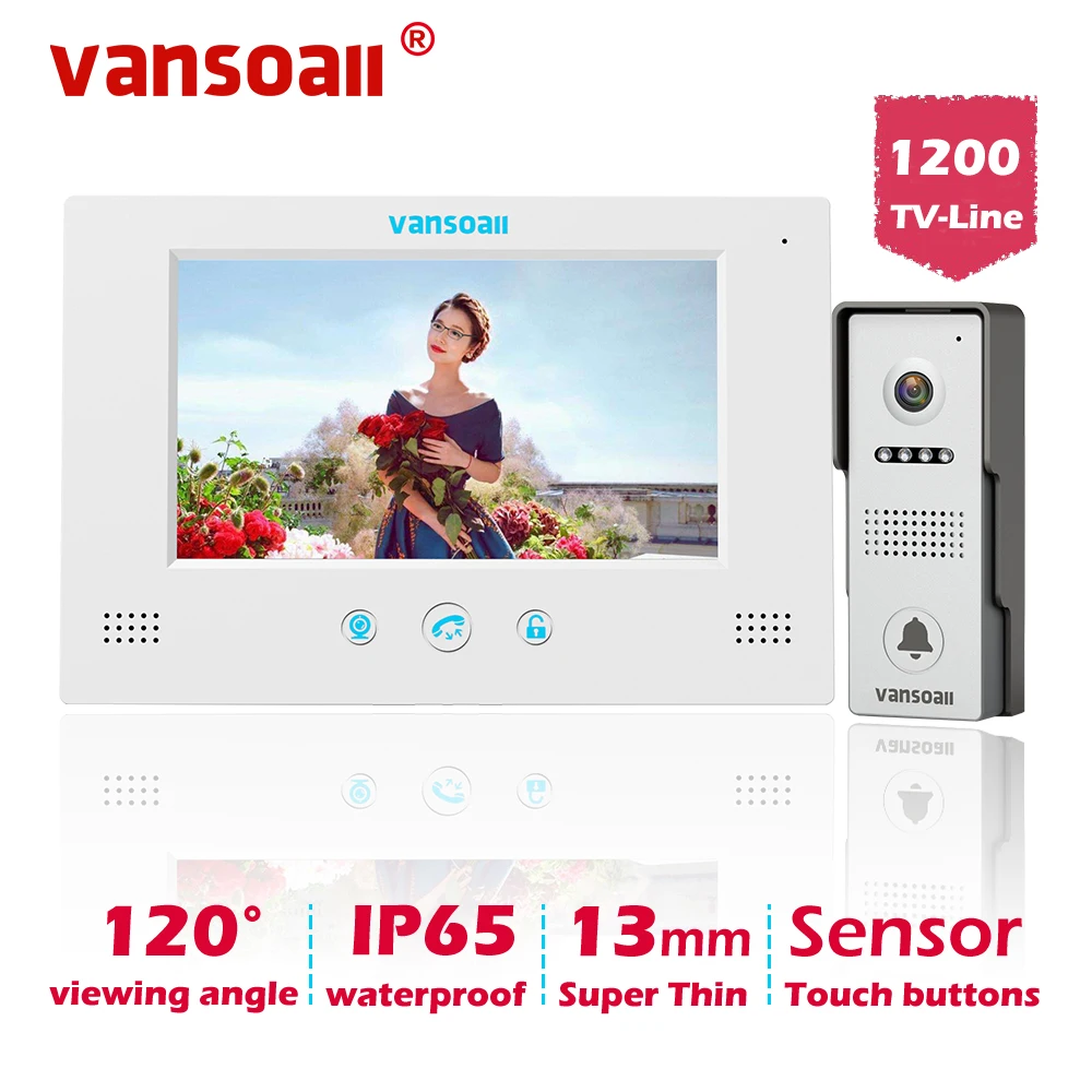 VANSOALL видеодомофон " TFT lcd проводной видео телефон двери Открытый ИК камера система Поддержка разблокировки с кабелем 30 м