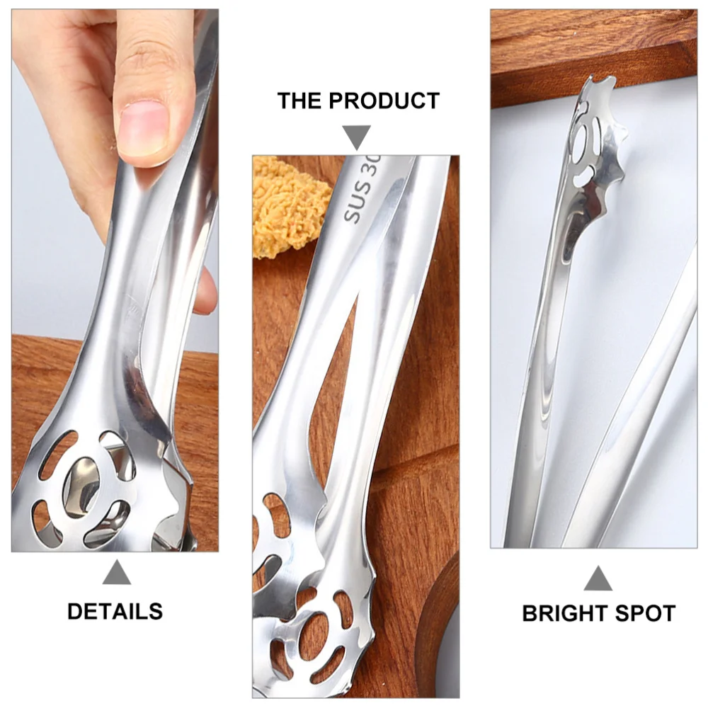 

2pcs Stainless Steel Ice Tongs Kitchen Food Clamp Bread Barbecue Tongs