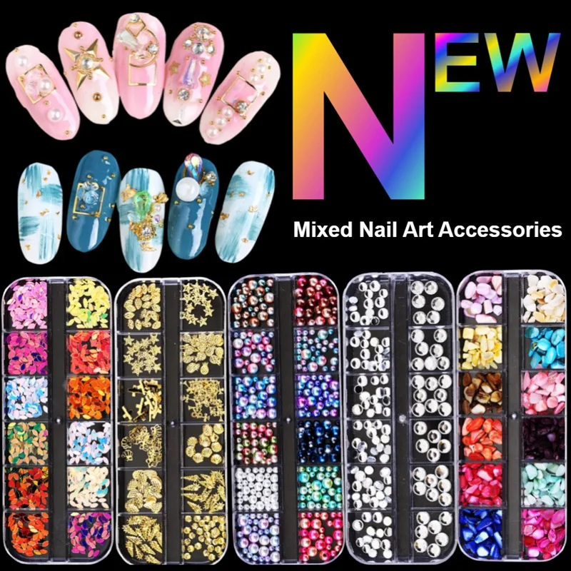 12 сеток золотые украшения для дизайна ногтей шпильки аксессуары маникюра