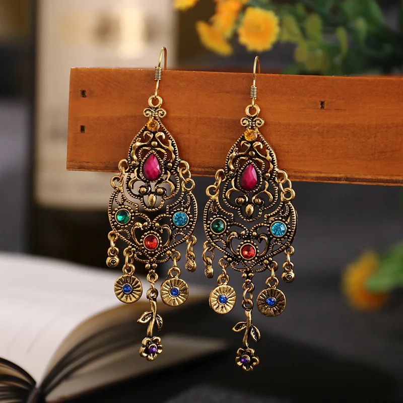 Индийская Jhumka 2020 Женская винтажная кисточка из сплава Болливуд вырезанные