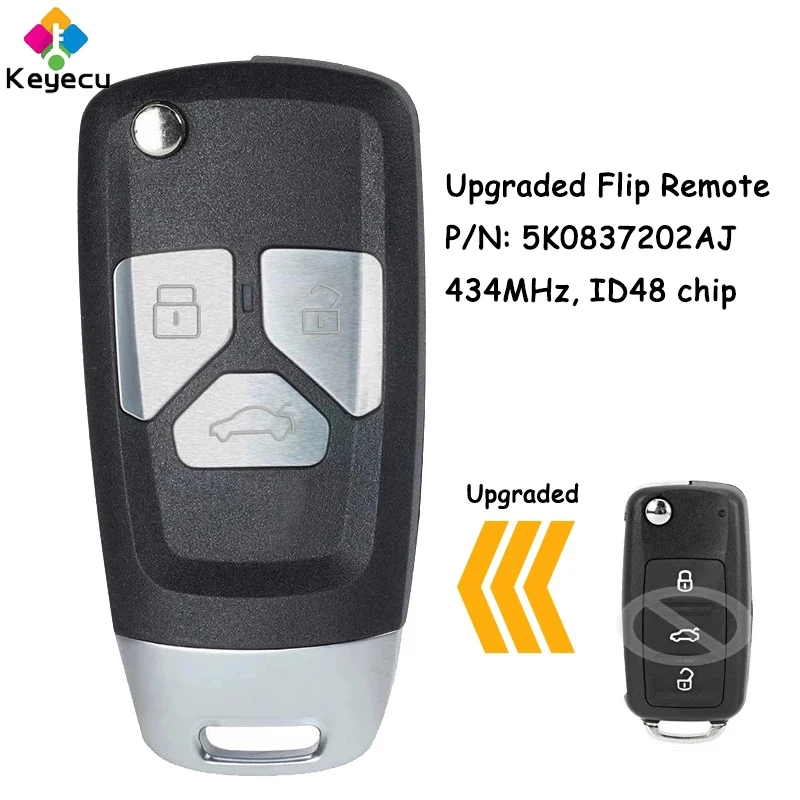 Модернизированный откидной дистанционный ключ KEYECU с 3 кнопками чип ID48 434 МГц для