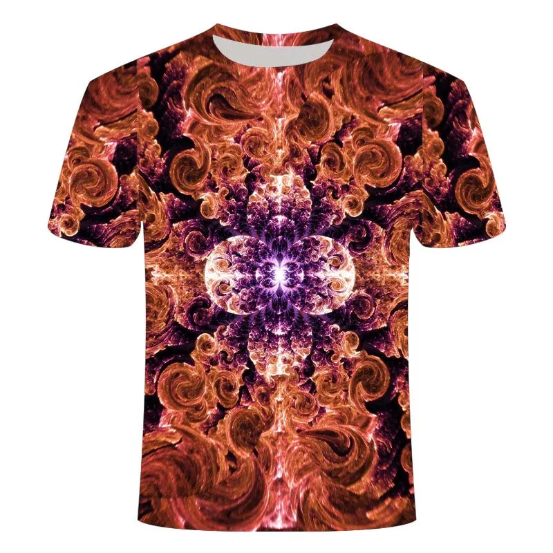 

2021 Men's New T-shirt 3D Three-dimensional Colorful Plaid T-shirt Boy Casual Slim Cool Top Girl Short Sleeve