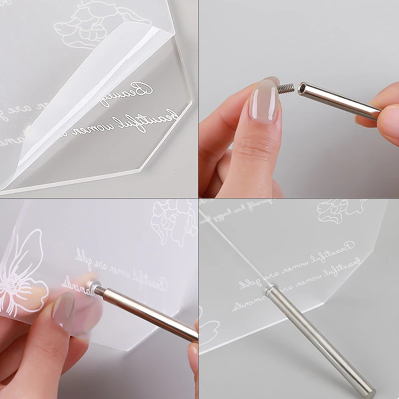 

1PCS Matte Acrylic Nail Art Display Board For Nail Art Showing Holder With Printing Flowers Dust-proof Manicure Tool