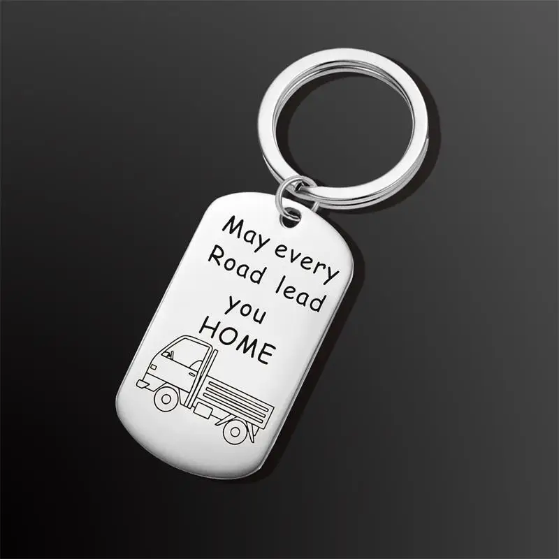 

Men's Driving Safety Personalized Keychain Gift "May Every Road Guide You Home" Father's Day Gift New Driver's New Car Gift