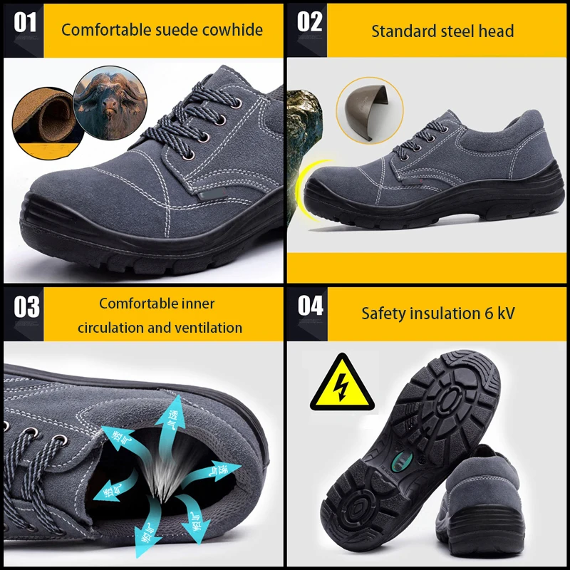 Labor Insurance Shoes Electrician Insulation 6kv Steel Toe Cap Anti-Smashing Anti-Piercing Male seasonal Work Safety Protection