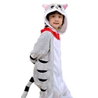 Детская Фланелевая пижама Кигуруми для мальчиков и девочек, зимняя Пижама с мультяшным котом для мальчиков и девочек
