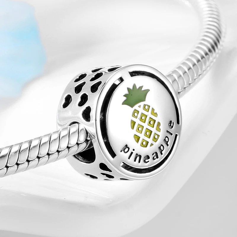 

Hot sale 925 Sterling Silver Delicious fruit beads Fit Original European Charms Bracelets making