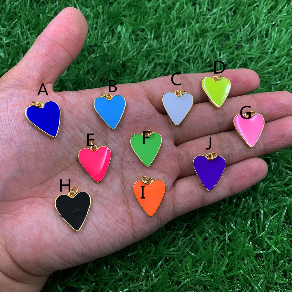 

New Fashion 10pc Gold Plated Colorful Heart Shape DIY Jewelry Bracelet/Necklace/ Earring Making Accessories