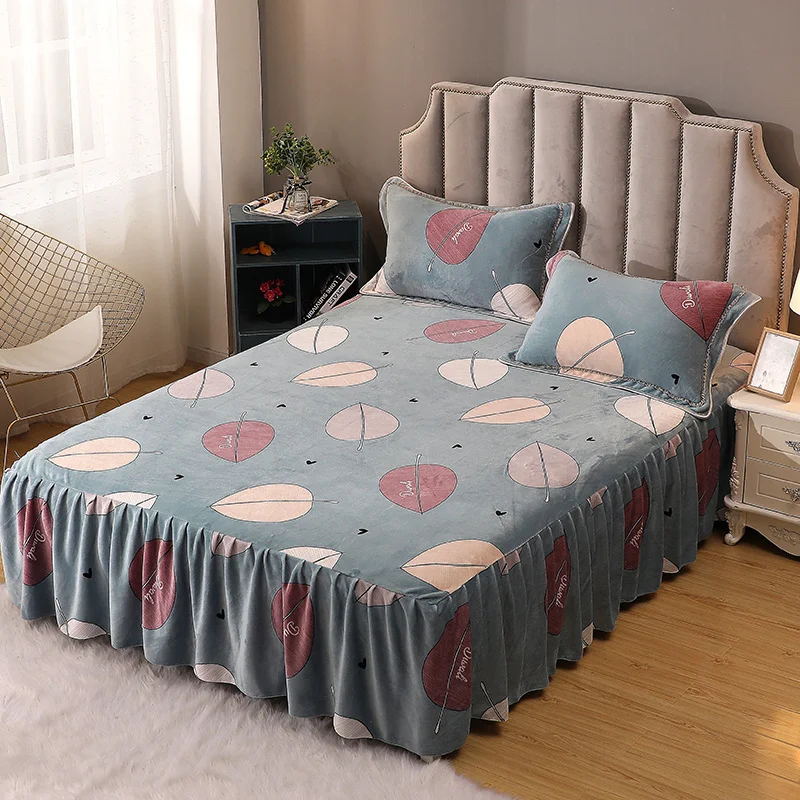 Роскошный мягкий теплый флисовый комплект для кровати с эластичными оборками и