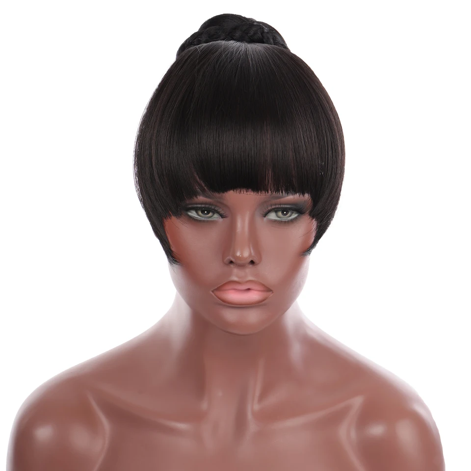 

SHANGKE Synthetic Hair Bun Bangs Set Extension Clip In Chignon Hairpiece Ponytail Heat Resistant Hair Accessories For Women