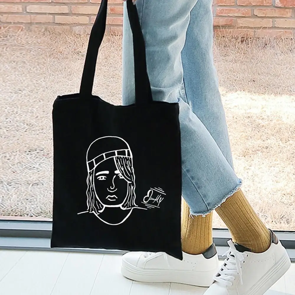 

Cartoon Character Graphics Print Ladies Cloth Canvas Tote Bag Travel Women Eco Reusable Shoulder Shopper Bags 2019 New Cool