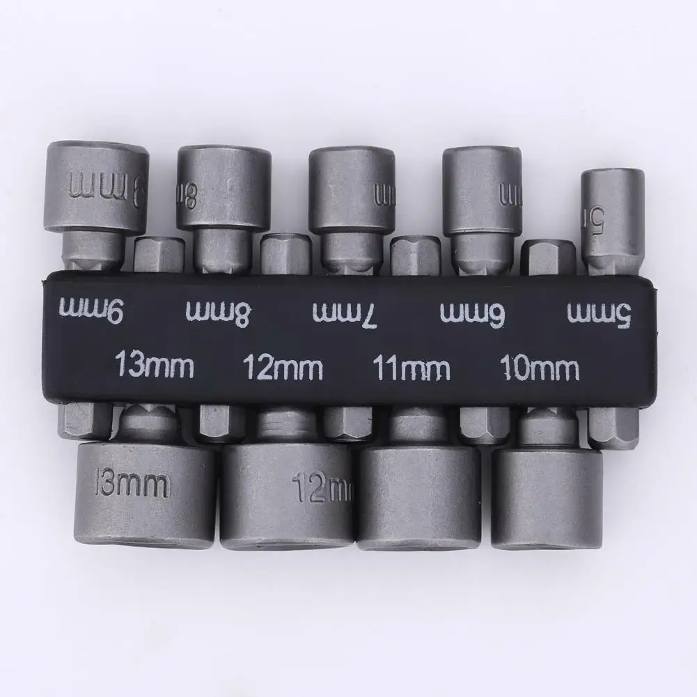 

9pcs 5mm-13mm Hex Socket Sleeve Nozzles Nut Driver Set Drill Bit Adapter Pneumatic Bits Nut Driver Drill Bit Set Socket Wrenches