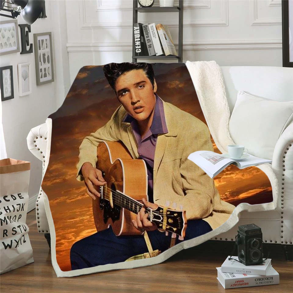 

Elvis Presley 3d printed fleece blanket for Beds Hiking Picnic Thick Quilt Fashionable Bedspread Fleece Throw Blanket style-7