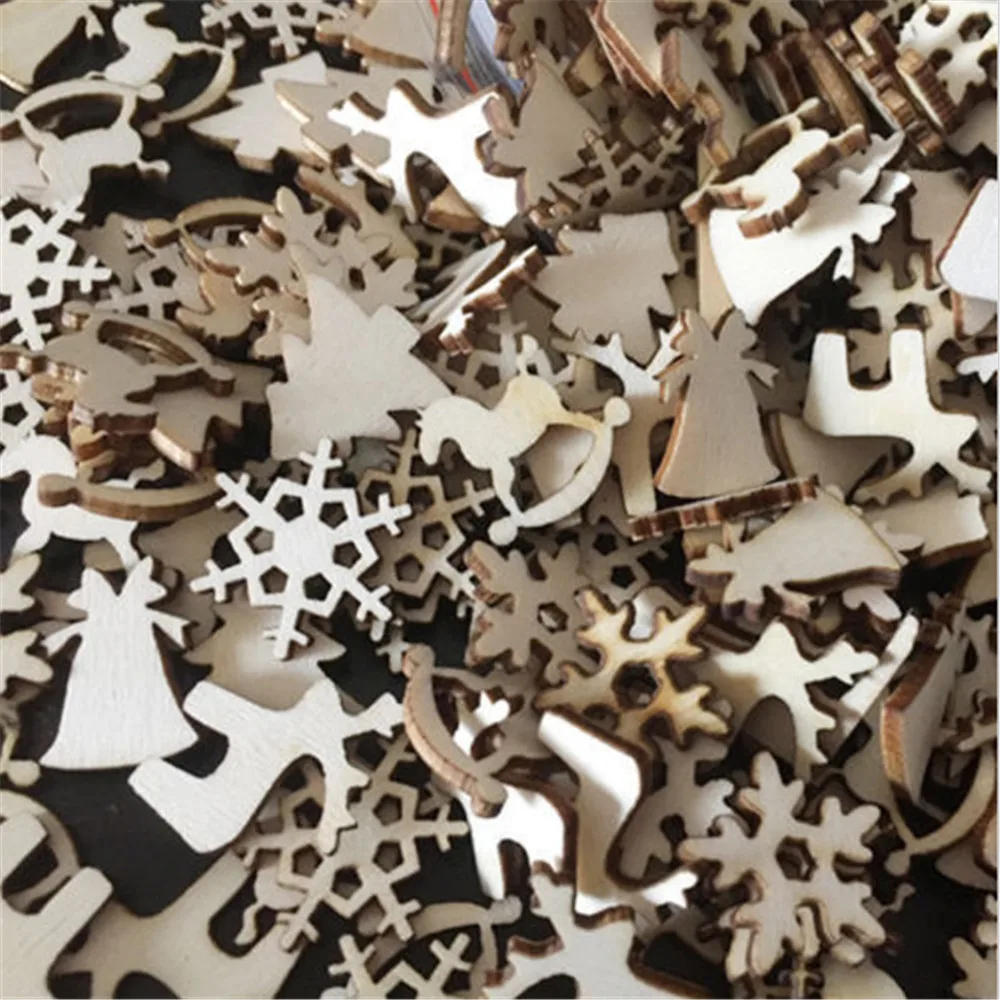 60 шт. деревянные снежинки для украшения ёлки|Флажки вымпелы и конфетти| |