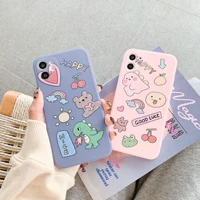 kawaii line dinosaur bear phone case for iphone 12 11 pro max xs max xr 7 8 plus 12 mini 7plus case cute poster anime soft cover