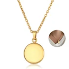 Ожерелье с гравировкой имени для женщин и мужчин, золотой цвет, маленький изящный медальон, кулон с диском из нержавеющей стали, Ювелирное Украшение для монет, LKP664