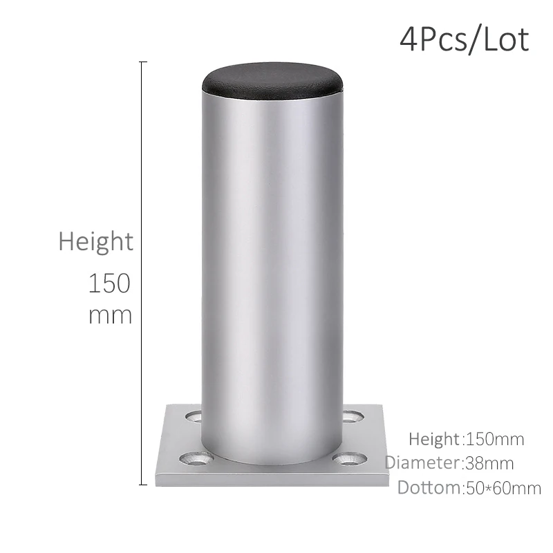 Height 15cm - Silver Утолщенные Регулируемые Алюминиевые ножки для мебели, ножки для шкафа 6-30 см, подставка для шкафа телевизора, ножки для ванной комнаты, ножки для дивана, набор из 4 предметов - Цвет: Height 15cm - Silver