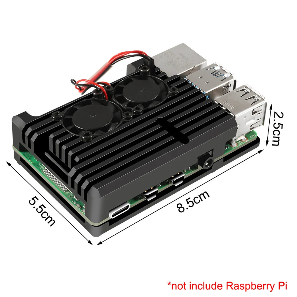 

4 Model B Dual Fans CNC Aluminum Alloy Case Metal 4 Color Shell with Heat Sinks for Raspberry Pi 4B