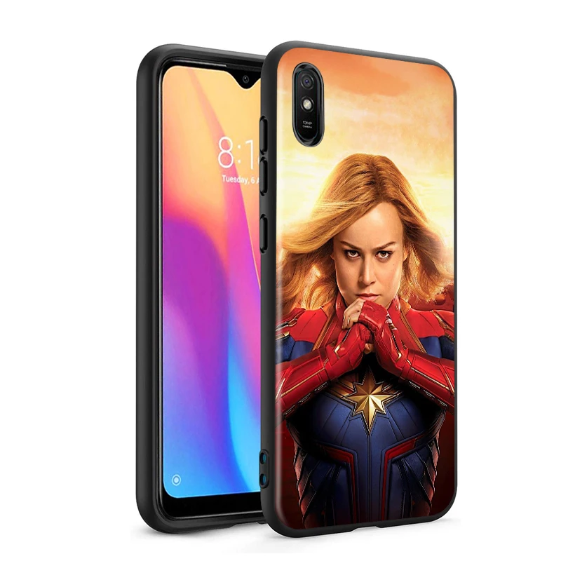 

Captain Marvel for Xiaomi Redmi 10X Pro 9C 9A 9T 9 GO K40 K30 Ultra K20 8 7 S2 6 5 4X Pro Soft Black Phone Case