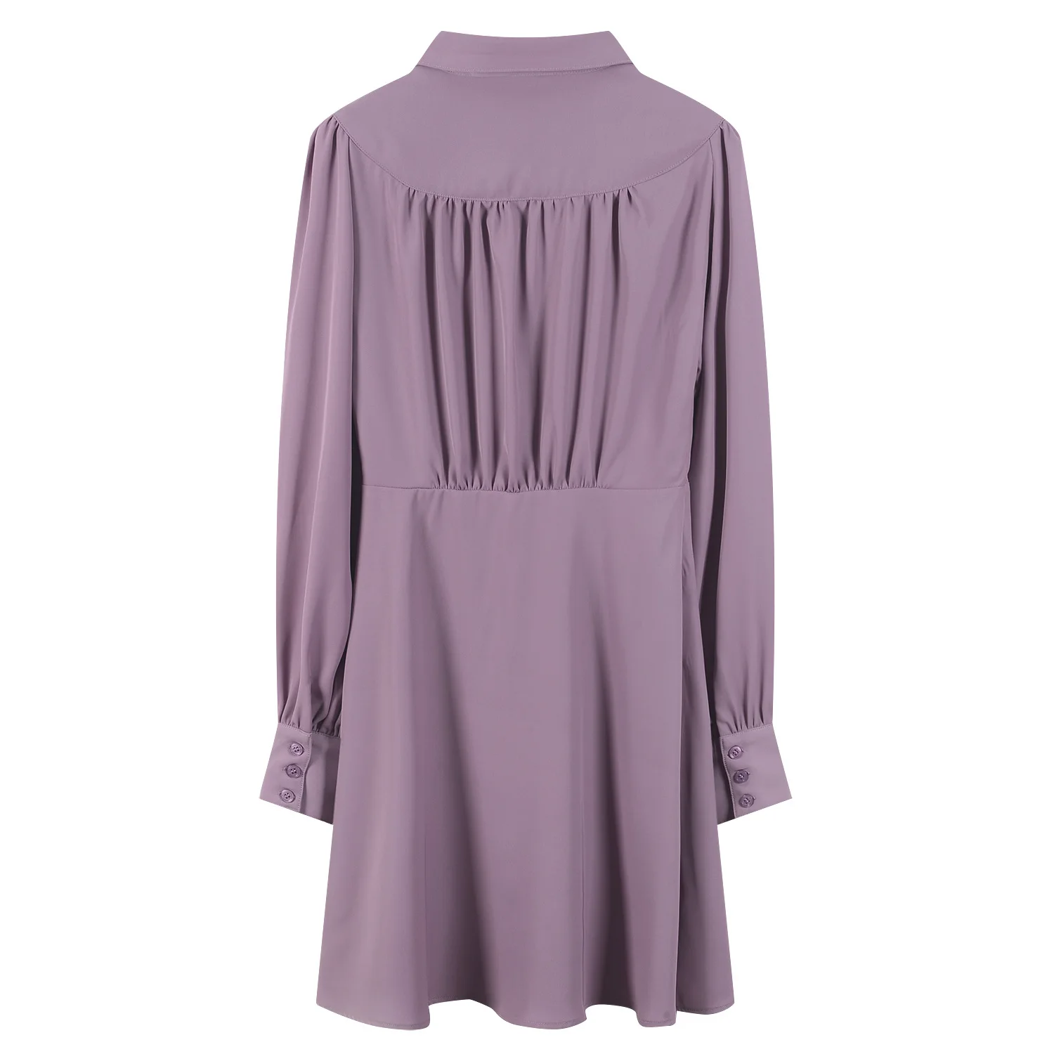 

ENGAGEMENT High Quality Spring 2021 New Lapel Bow Purple Lantern Sleeve Palace Style Dress Women's Waist
