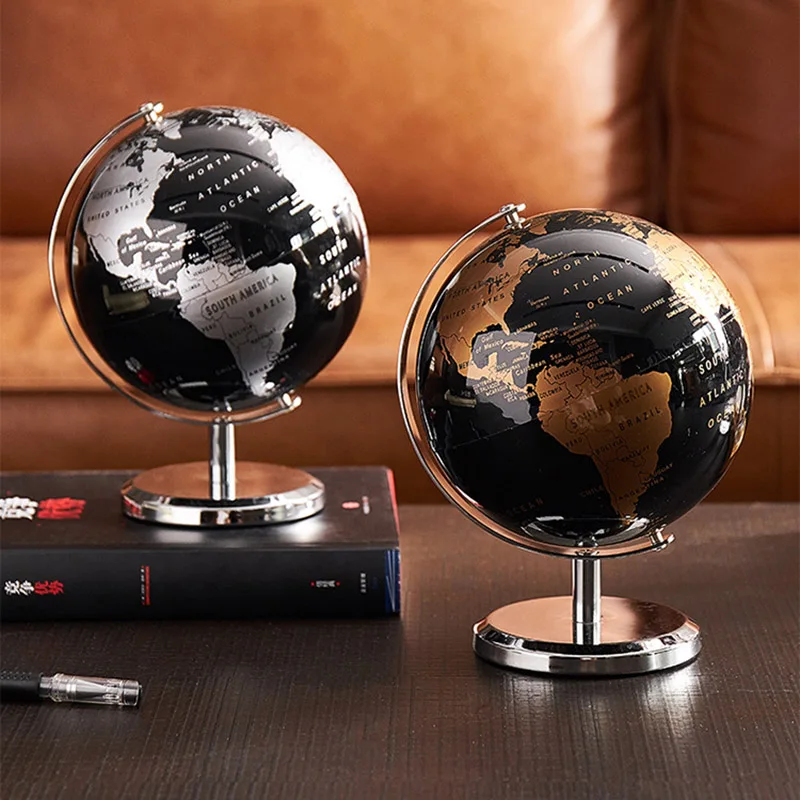 

Retro World Globe Figurines for Kids Educational Geographic Manual Rotation Home Table Ornaments Office Decoration Accessories