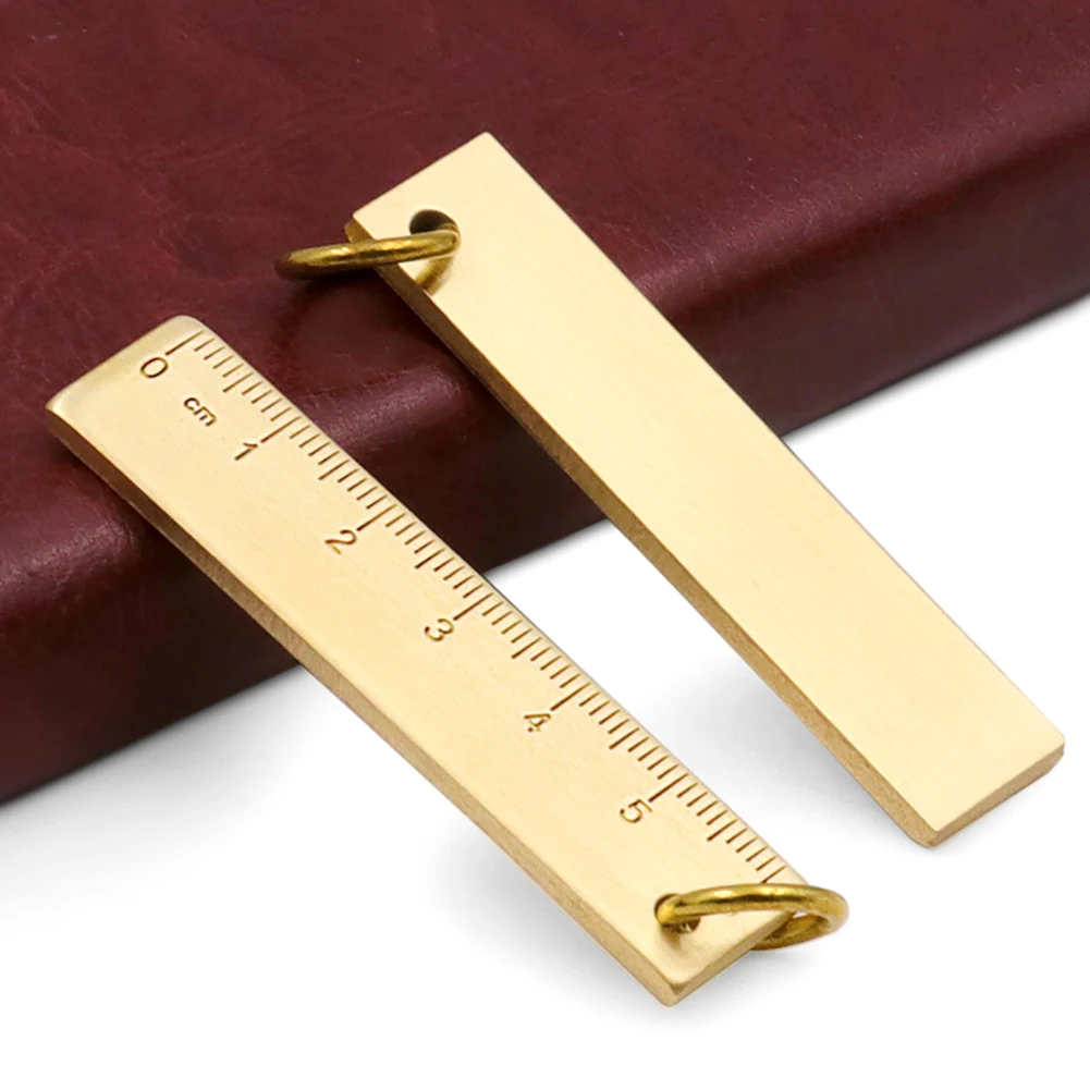 6CM Portable Copper Ruler Thickened Metal Key Ring Keychain Number Plate Drafting Supplies Outdoor Measurement Tools | Инструменты