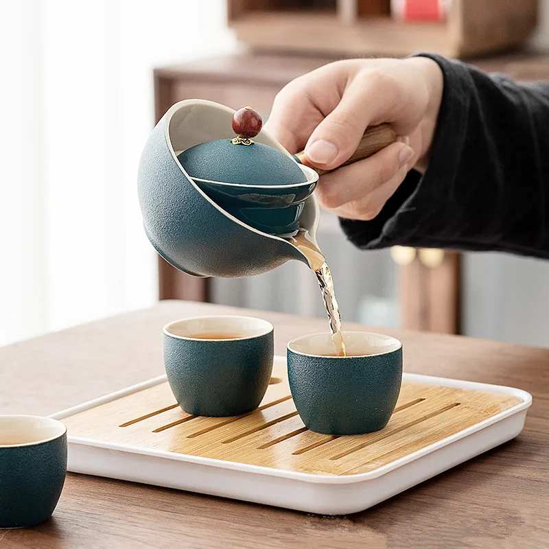 Цветочный изысканный каменный шлифовальный чайный набор ручной работы горшок