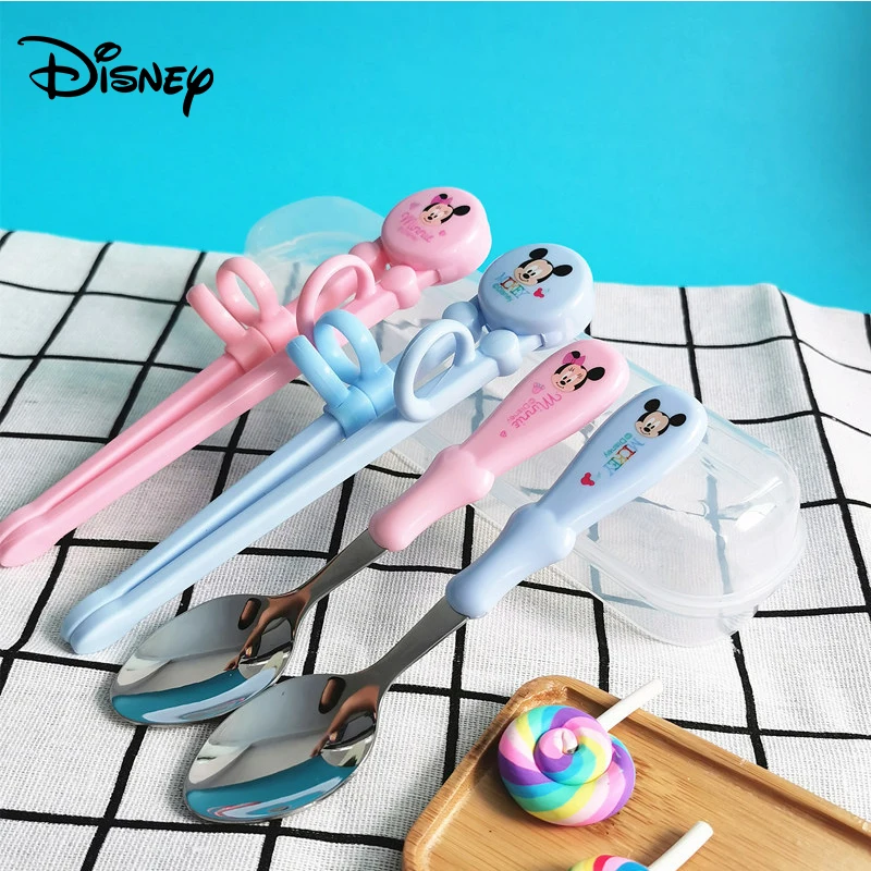 Дисней мультфильм Микки Минни для ложки и палочек набор дети учебные палочки еды