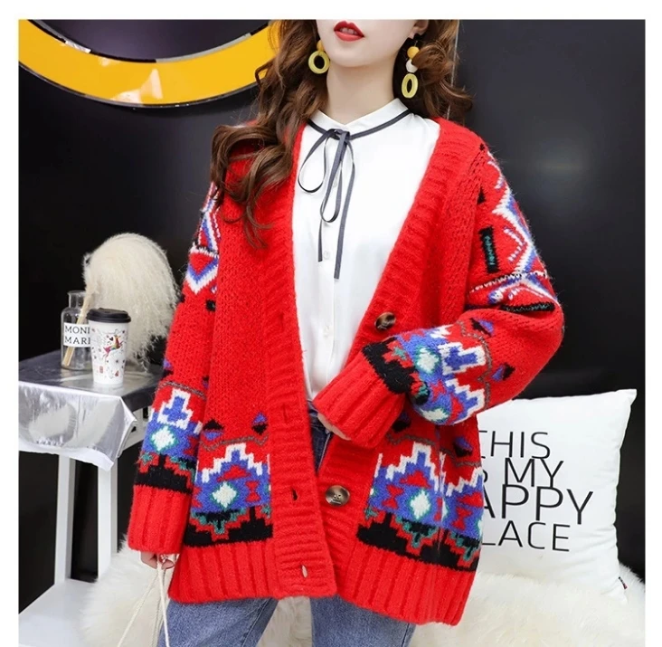 Ветровка Ins super fire ленивая вязаный утепленный кардиган пальто для женщин на