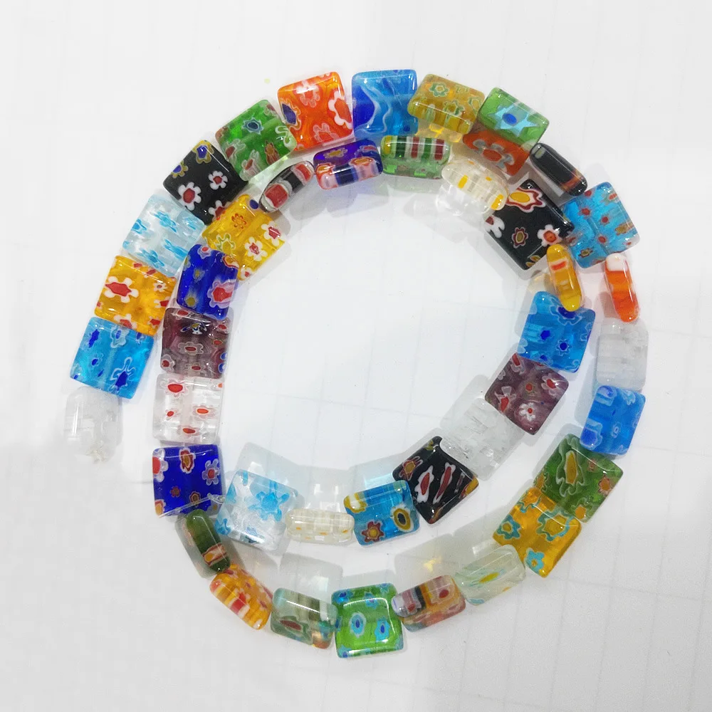 

Thousand Flower Colored Glaze Loose Beads 4-10mm Color Square Dish-shaped Colored Glaze Beads DIY Making Bracelets Necklaces