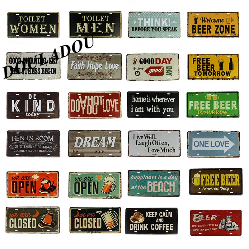 

[Douladou] Monring Quotes Metal Tin Sign Be Kind Arts Decor Gentsroom Wall Decoration One day Vintage Art Poster 30x15CM