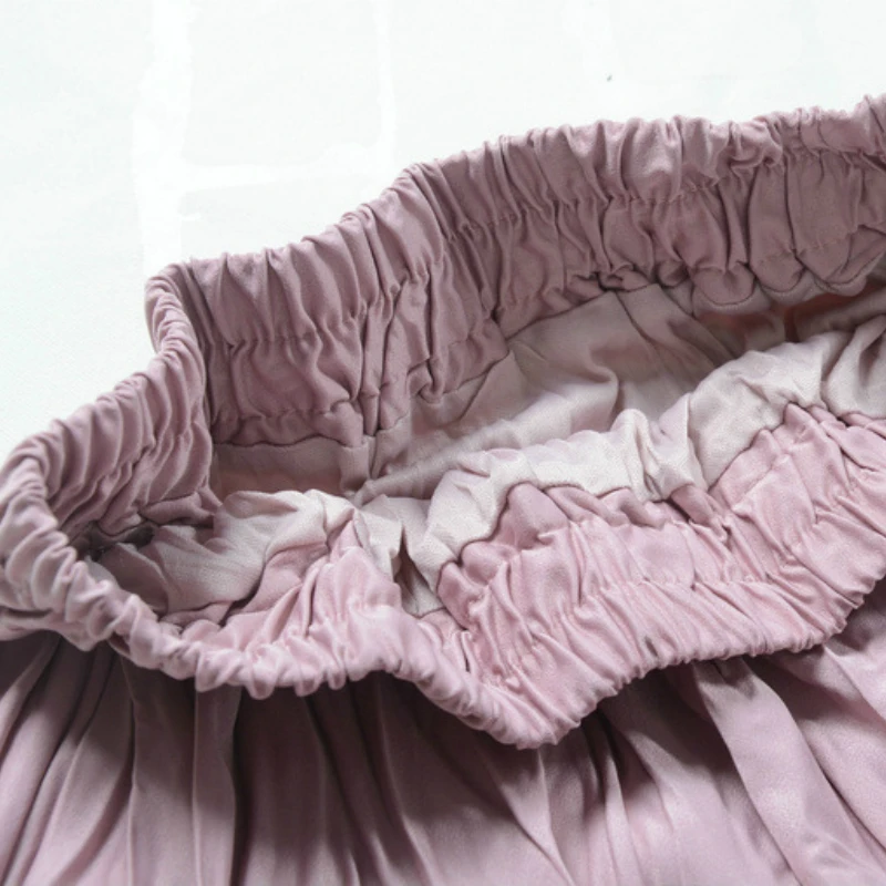 Длинная юбка трапеция в Корейском стиле плиссированная Макси из смеси крепа и