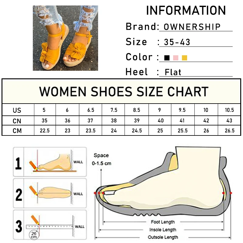 

2021 Women Hemp Bow Buckle Sandals Woman Solid Platform Flats Female Peep Toe Shoes Ladies Summer Beach Big Size 43