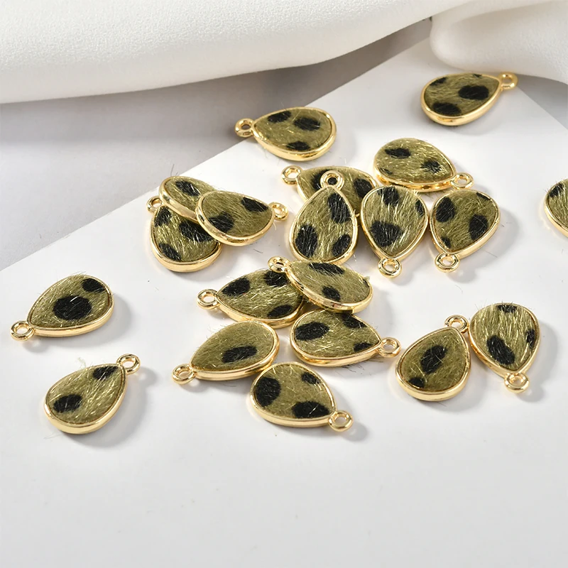 Зимняя подвеска в виде капли воды сплав Леопардовый принт двусторонняя ткань