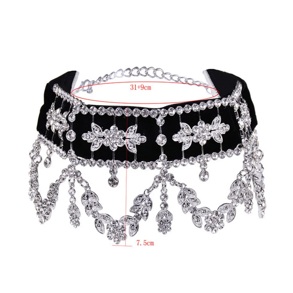 Модное с кристаллами стразами колье Цепочки и ожерелья бархат заявление для Для