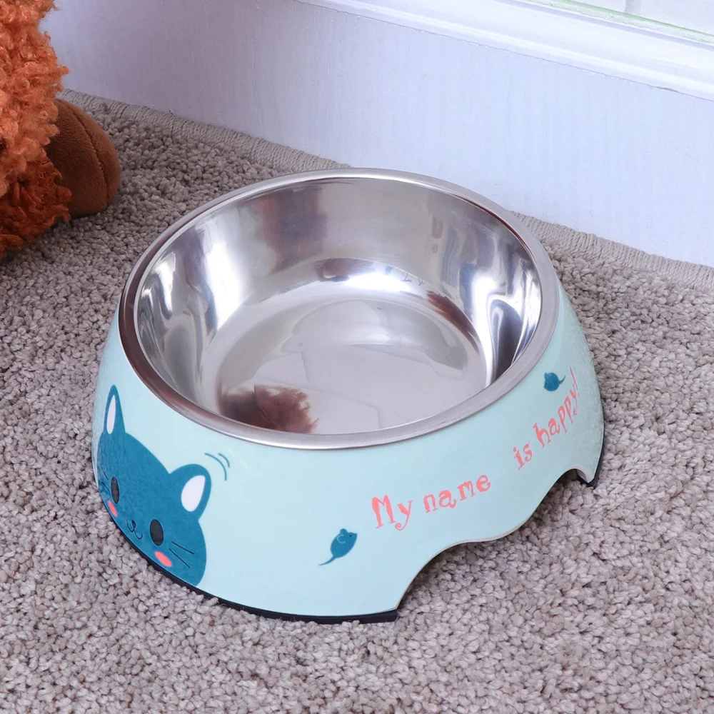

2 In 1 Animals Pattern Stainless Steel Dog Bowl Pet Water Food Feeder Bowl Dog Food Bowl Pet Bowl