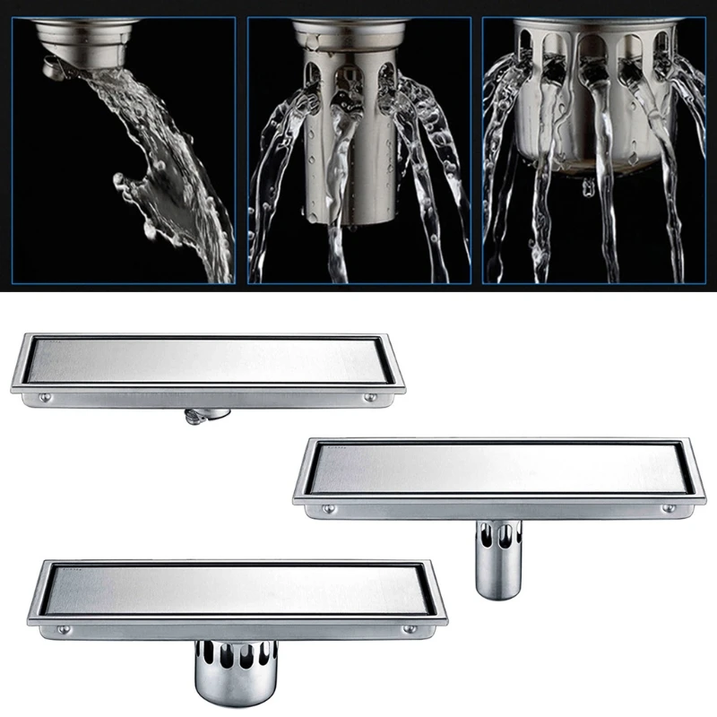 

Rectangle Tile Insert Floor Linear Waste Grates Shower Drain Invisible Stainless Steel Bathroom Anti-odor Floor Drainer