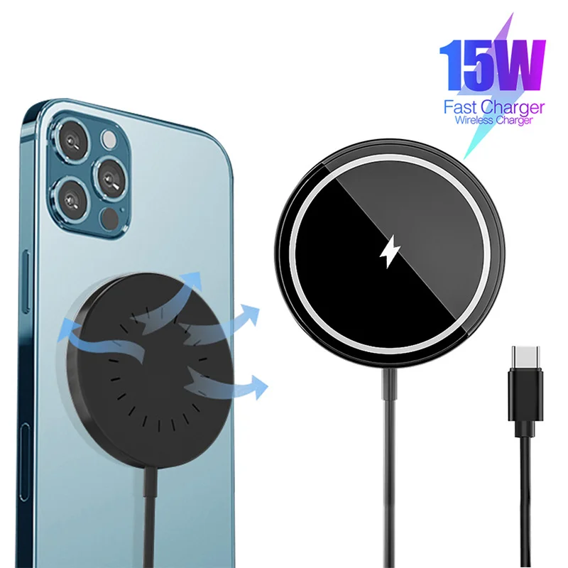 

15W Magnetic Adsorption Chargers USB-C Integrated Cable Portable Wireless Charger For iPhone12 Pro Magsafing Wireless Chargers