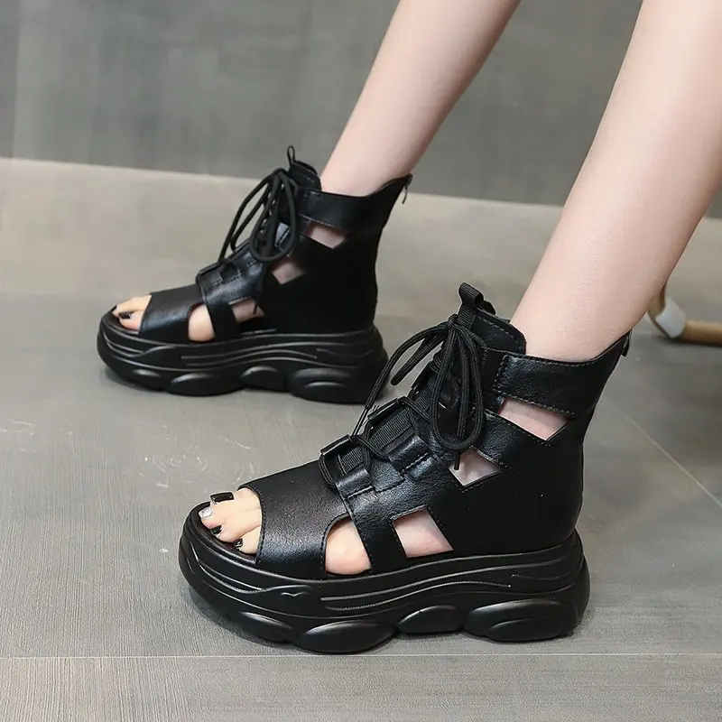 

Женские сандалии с открытым носком, летние сандалии в гонконгском ретро стиле на платформе, модная обувь в римском стиле, A894, новинка 2021