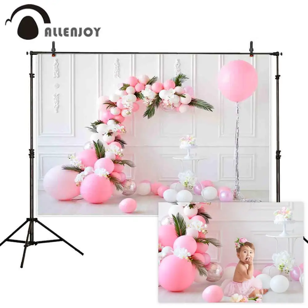 

Allenjoy photography props studio background Balloon newborn baby 1st birthday backdrop photo shoot photocall birthday photozone
