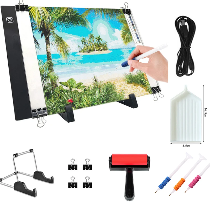 

5D DIY Diamond Painting A4 Size 20X30CM LED Copy Board Tool Diamond Embroidery Mosaic Light Tablet Pad Accessories Tool